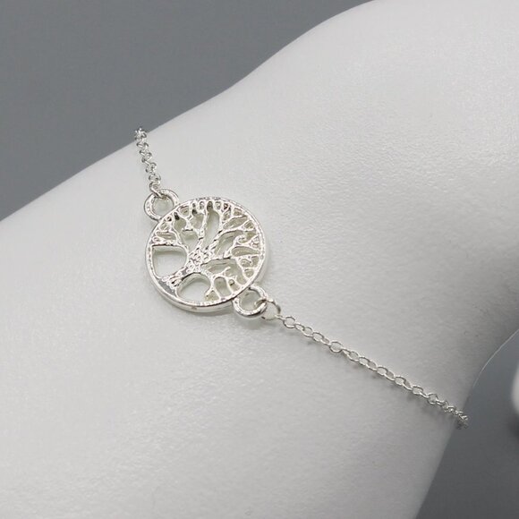 Jewelry - Jewelry bracelet family tree nature silver tone round dainty new
